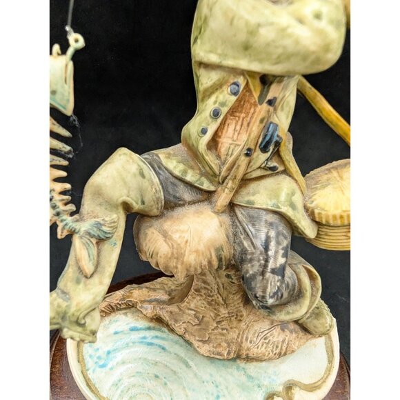 Vtg Fontanini Fisherman Fishing Figurine Wood Base 2002 Depose Italy 8.5" - Picture 6 of 16